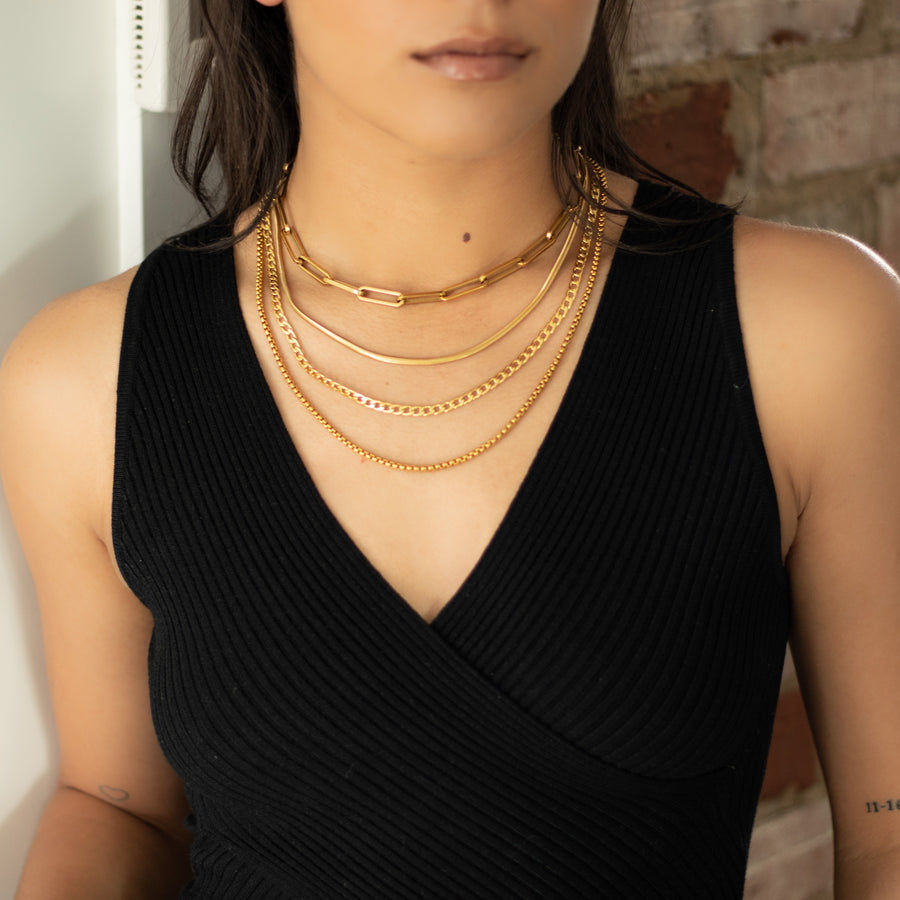 The Layered B set of 4 Gold Necklaces
