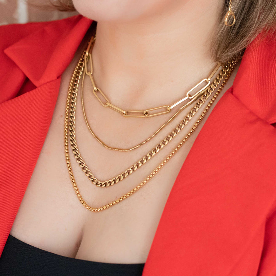 The Layered B set of 4 Gold Necklaces